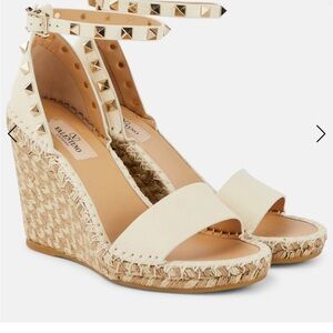 Valentino Women's Cream Studded Wedges
